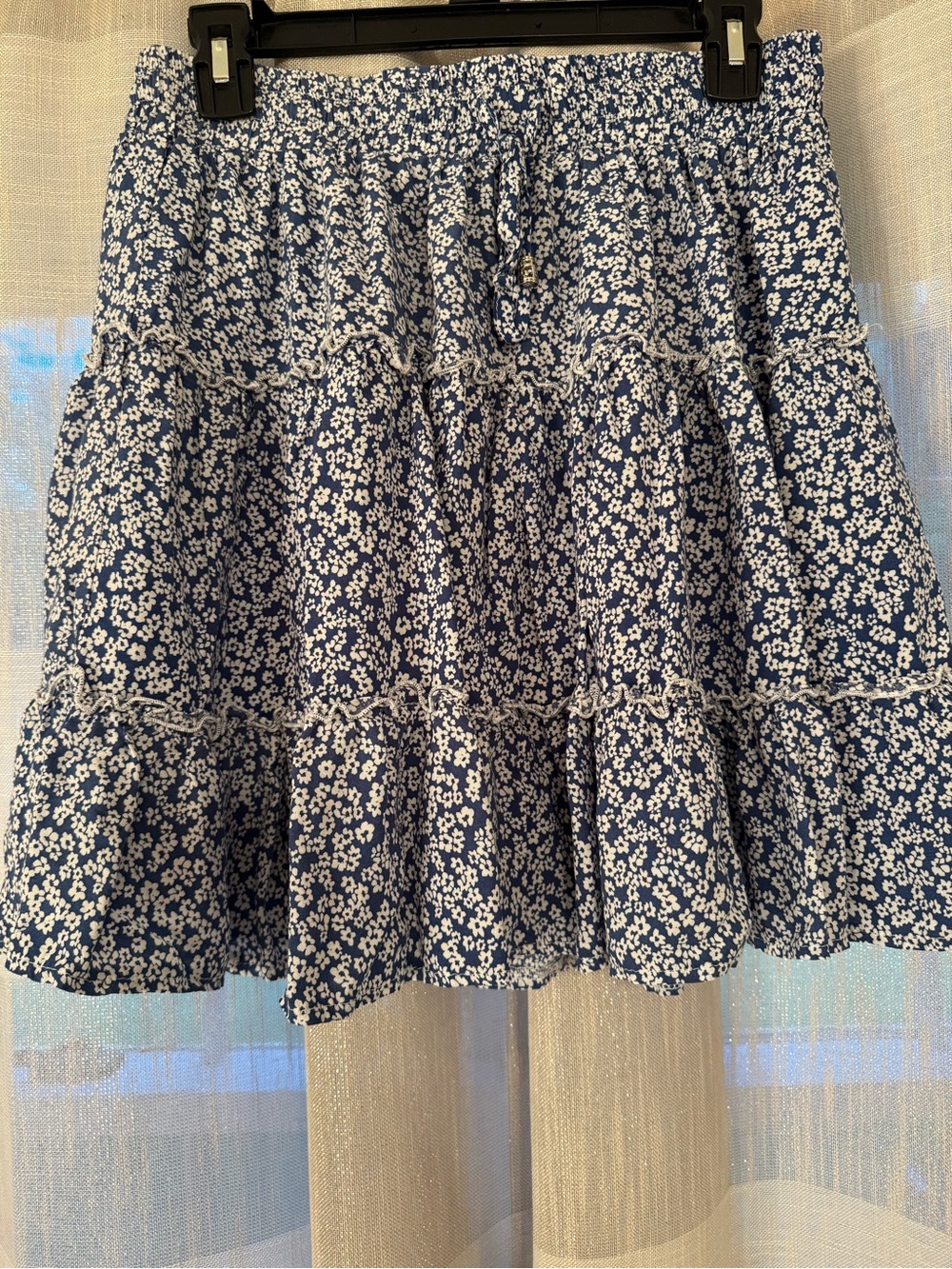 Princess Polly Navy & White Floral Tiered Skirt